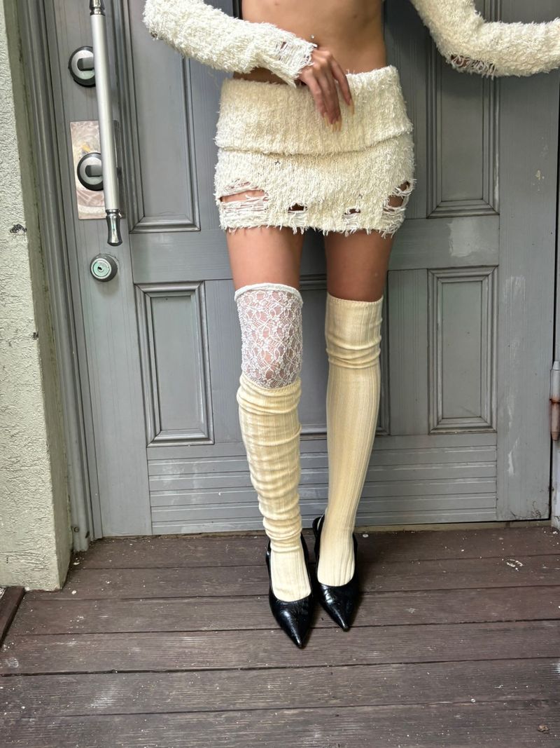 From knee socks (Ivory)
