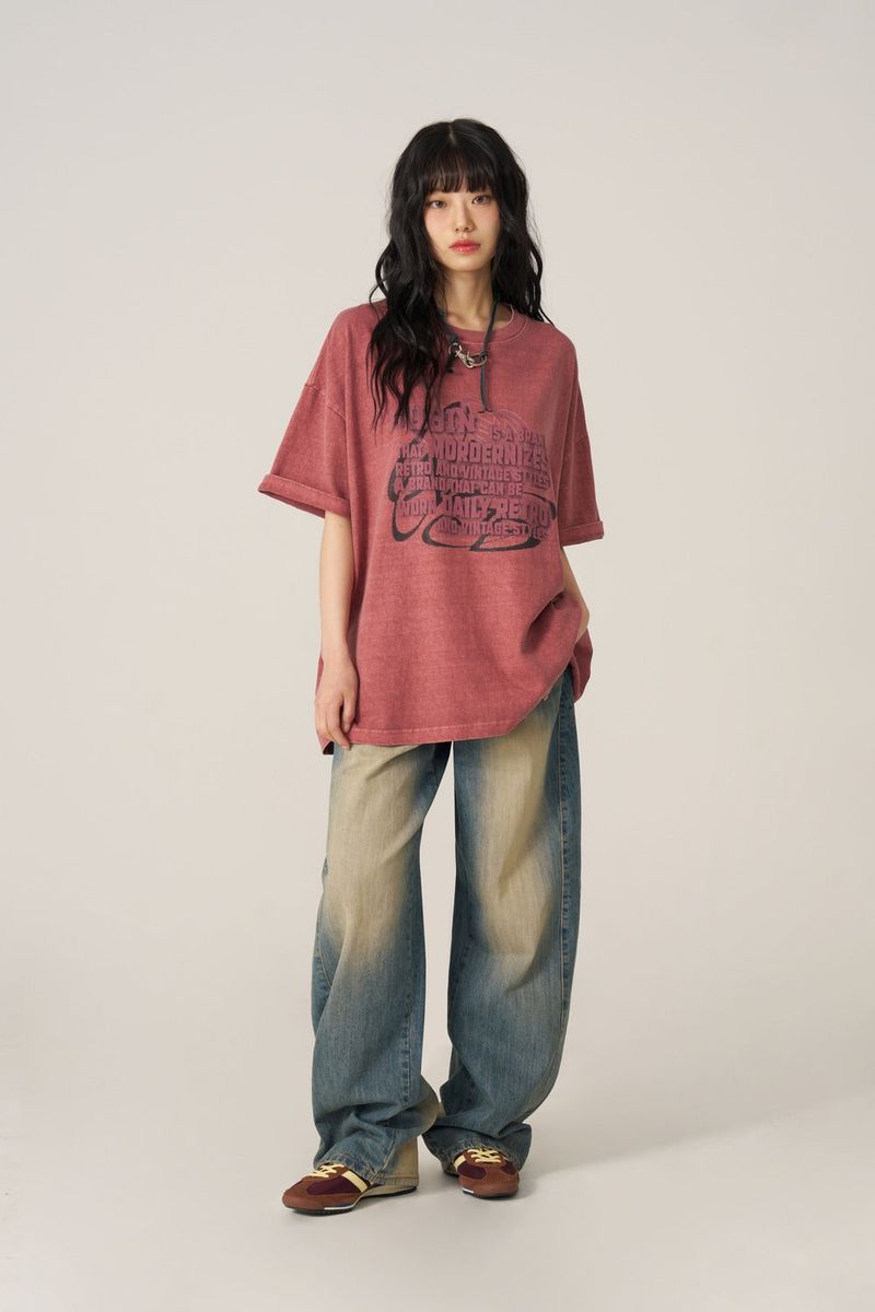 Pigment Oversized Lettering Short-Sleeved