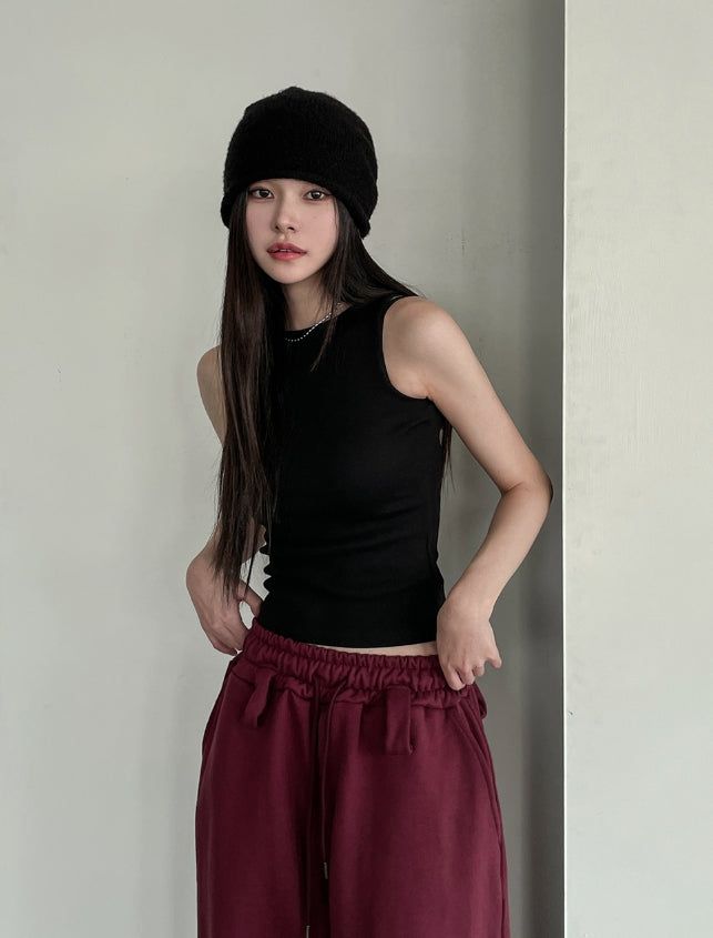 [U-BASIC] Lensi Ribbed Boat Neck Sleeveless