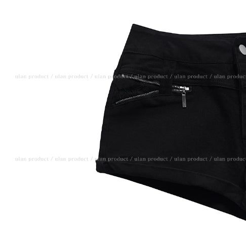 Loopen Lace Zipper Roll-up Shorts