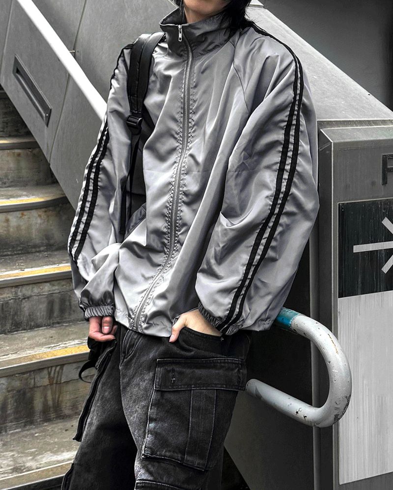 Lightweight High-Neck Side Track Wind Jacket 4color