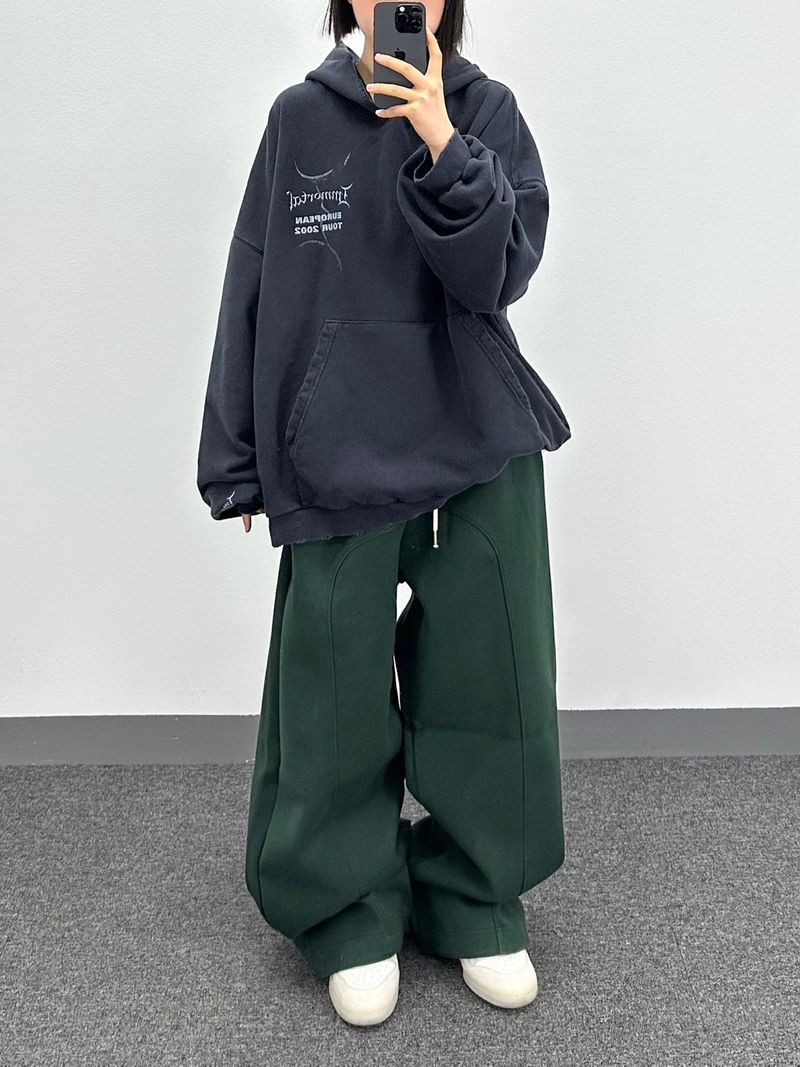 hip-hop curved cut pants