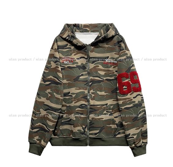 Roho Numbering Patch Overfit Hooded Zip-Up