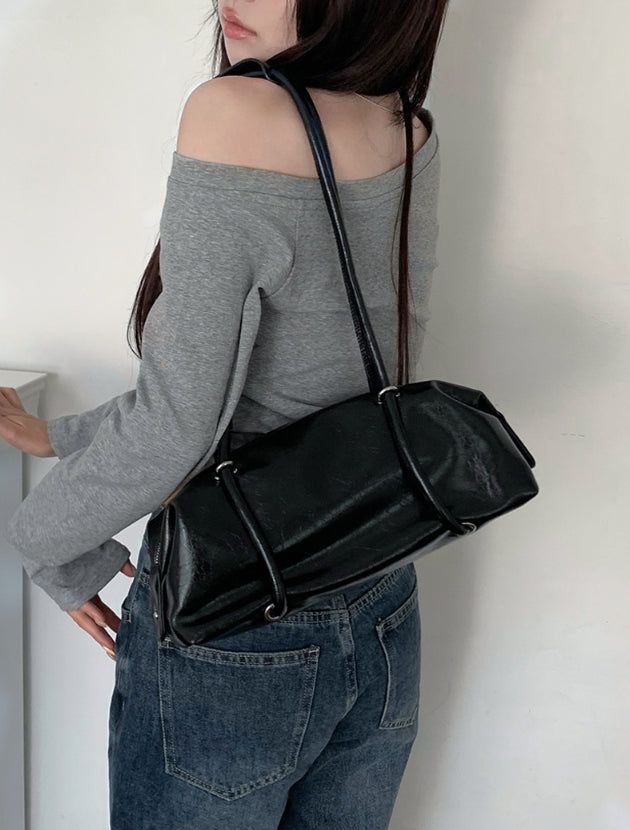 Karl Baguette Leather Shoulder Bag