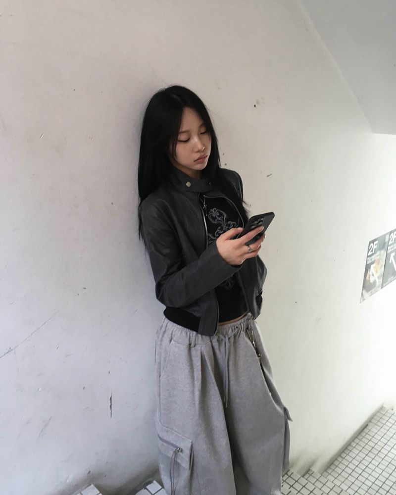 Crack leather jacket