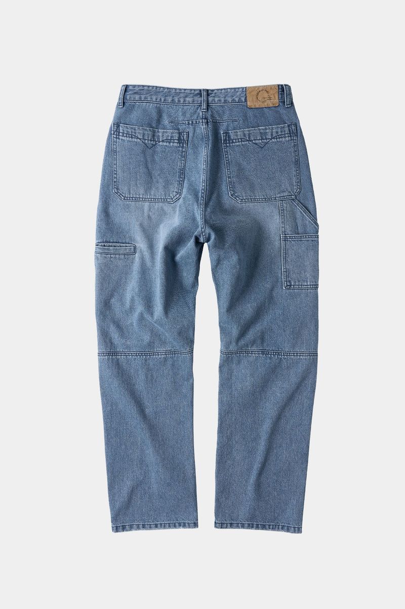 Incision Double Knee Carpenter Pants (Washed Blue)