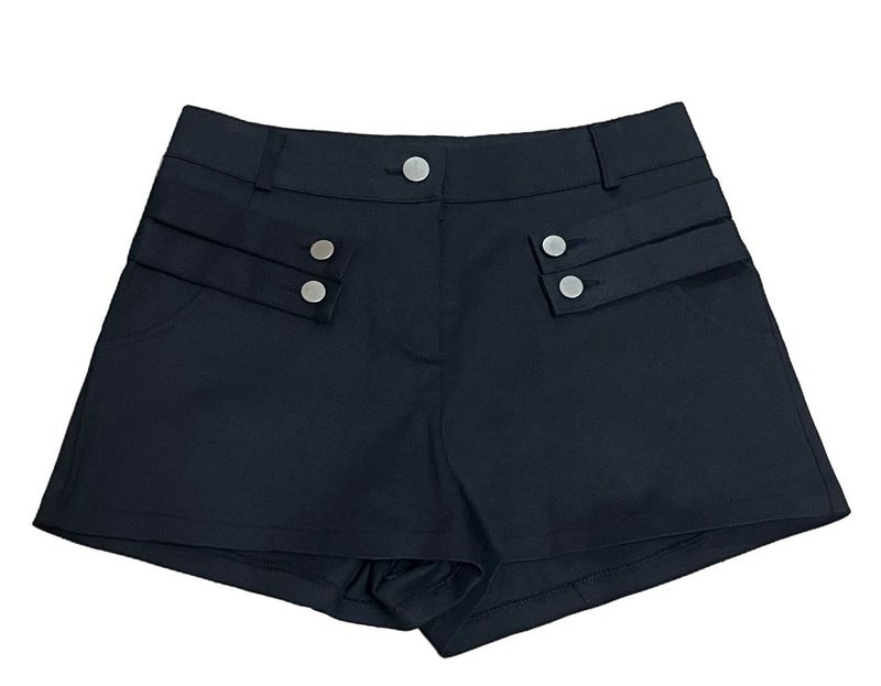 Modern Two Belt Button Bijou Short Pants
