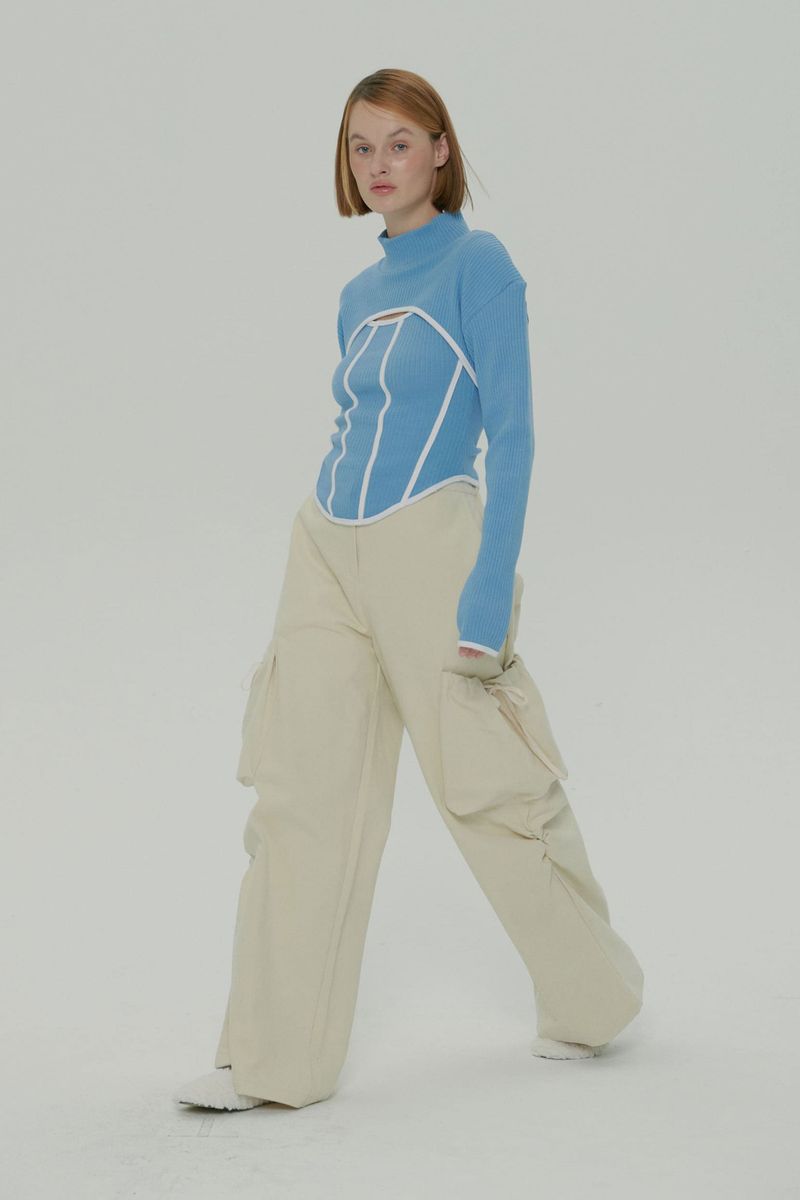 POCKET SHIRRING WIDE PANTS / IVORY
