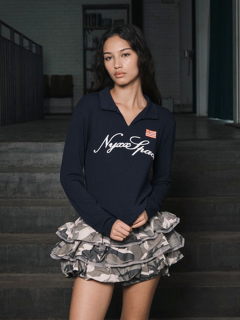 NYXX（エヌワイエックスエックス）の「SLIM カラーL/S  (ネイビー)（トップス）」