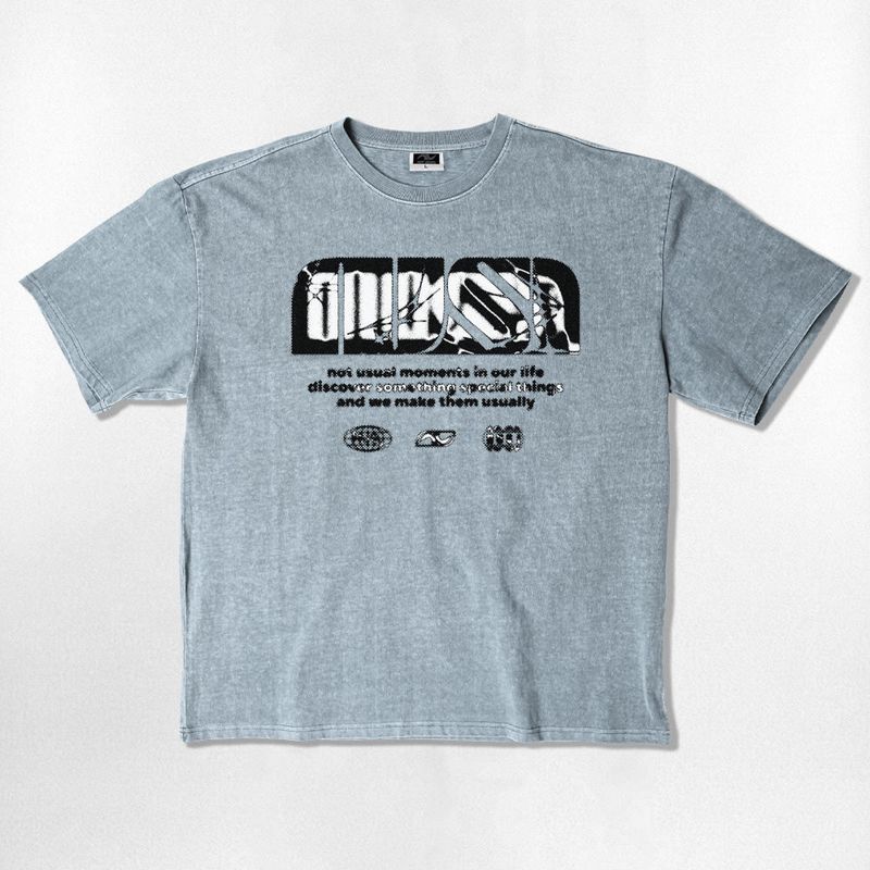 NOTUSUAL（ノットユージュアル）の「NUSL グランジロゴオーバーフィットピグメントTシャツ - 5COLOR（トップス）」