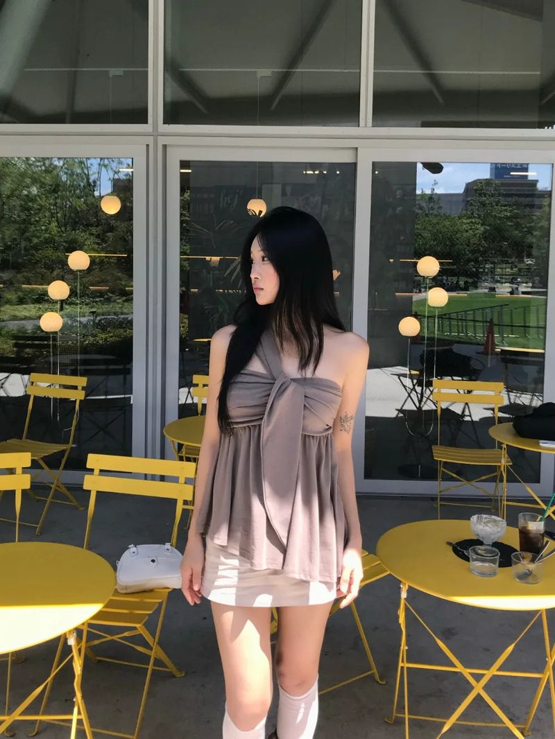 Coco Shirring Bustier Flare Sleeveless Top