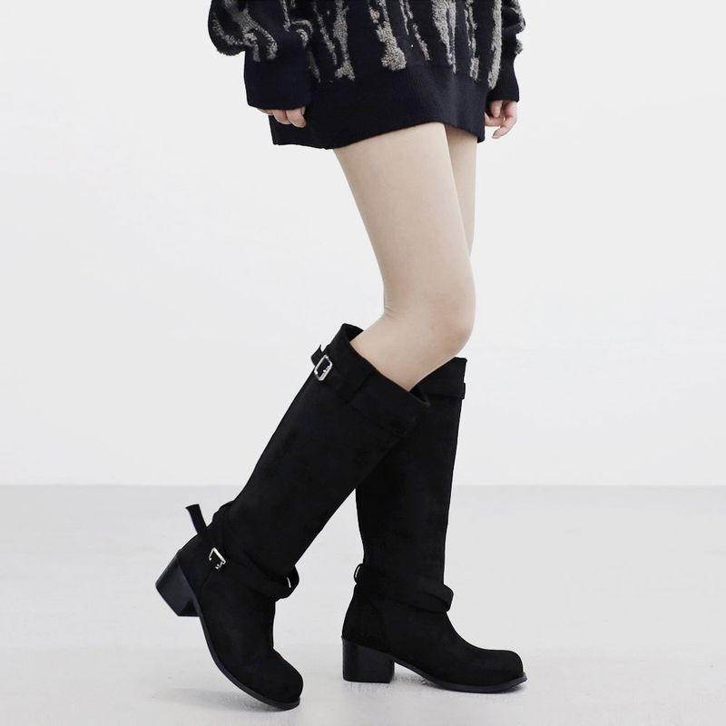 Demin Belt Suede Boots