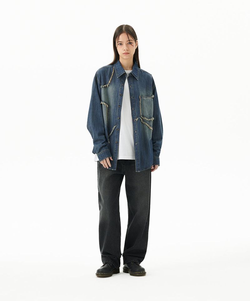 STAR RAW CUT DENIM SHIRT