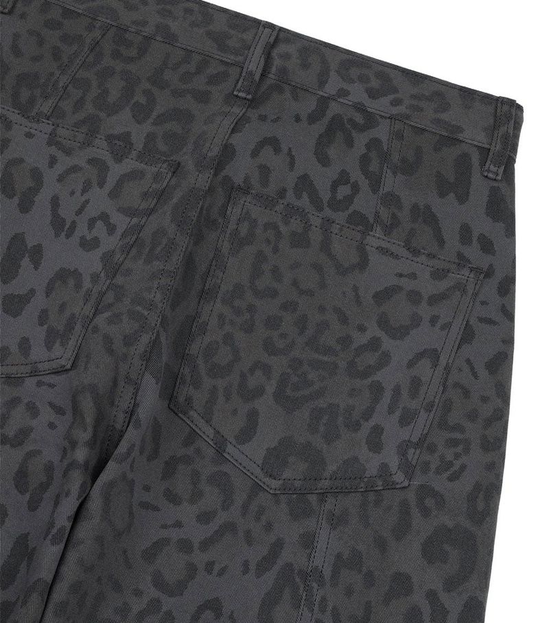 Curved Leopard Pants - Charcoal