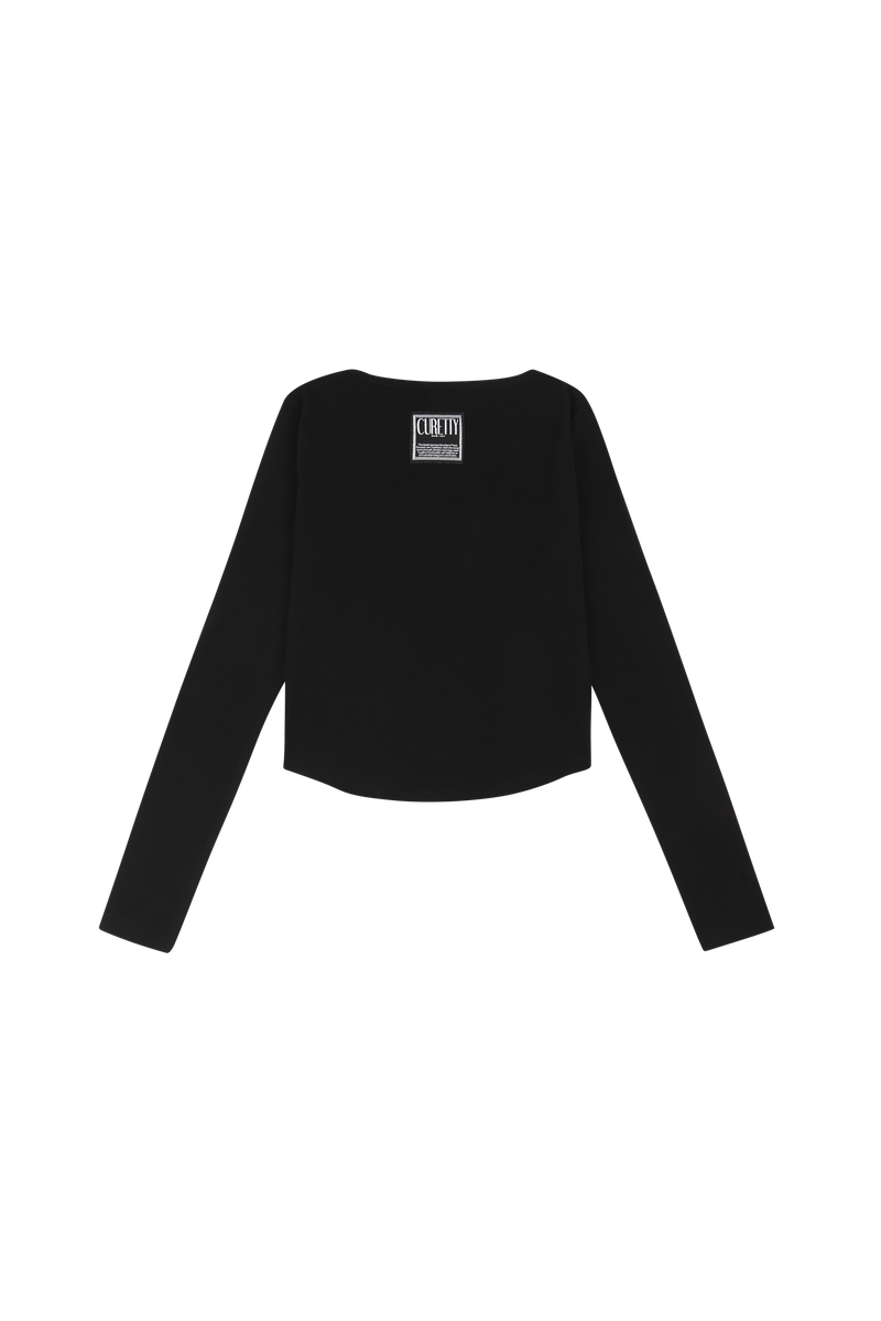 C BASIC U-NECK T-SHIRT_BLACK