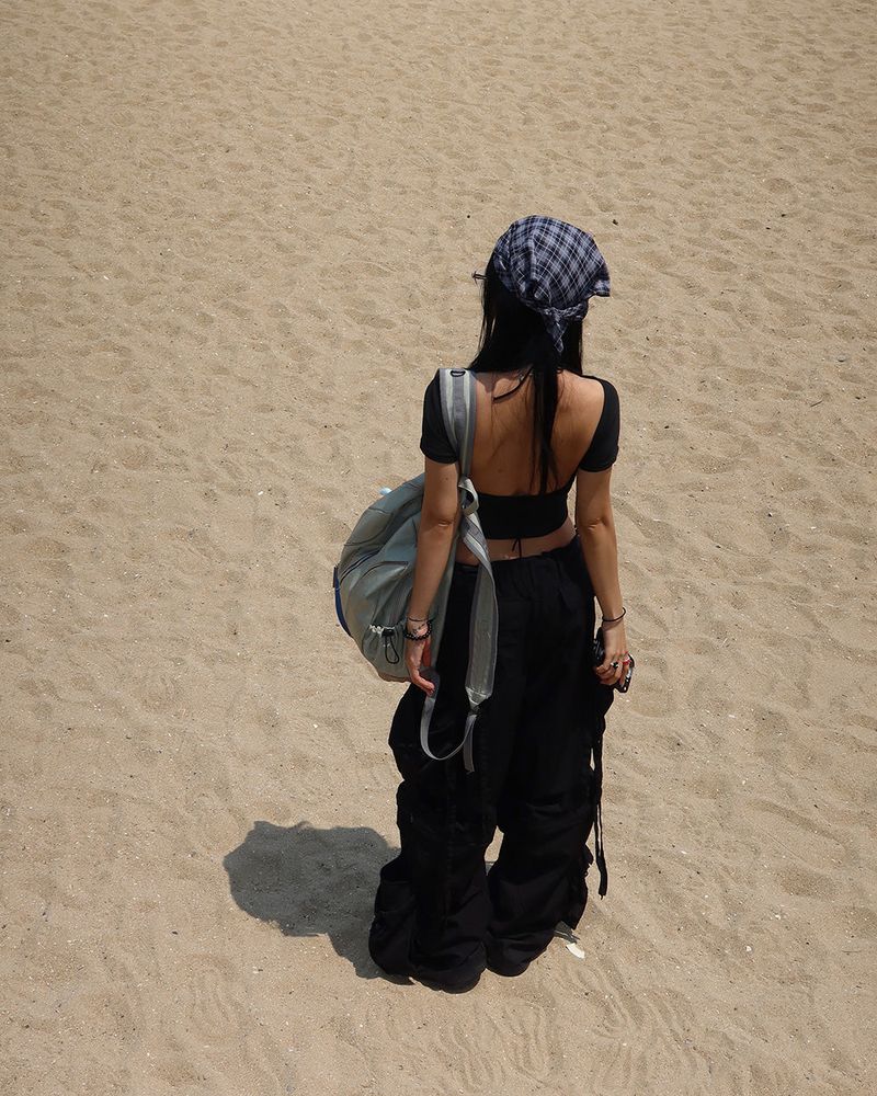[UNISEX] Checkered linen square scarf