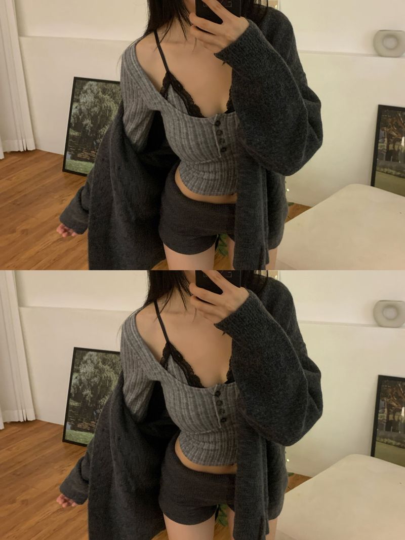 Zia Lace Strap Ribbed Knit 