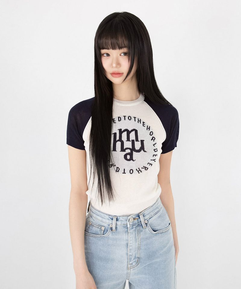 JACQUARD LOGO RAGLAN HALF KNIT [2color]