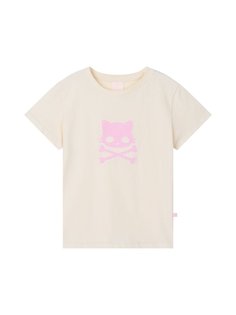 KIRI SKULL PATCH T-SHIRT (CREAM)
