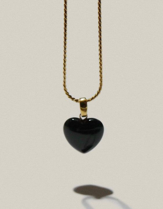 Black Onyx Heart Necklace