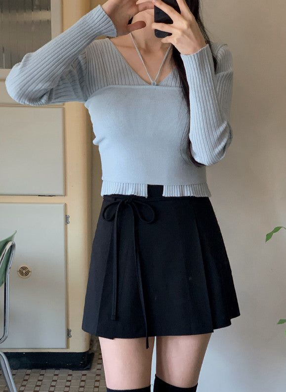 JN Halter Strap Knit Sleeveless (5color)