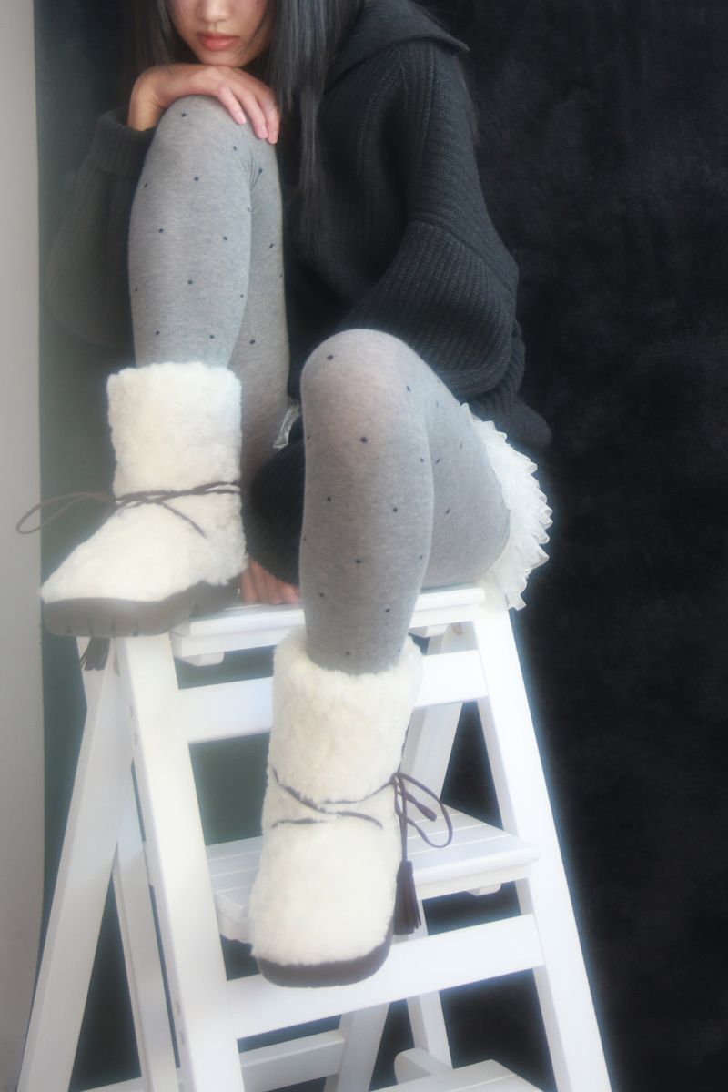 コットンポルカドットタイツ(light gray)