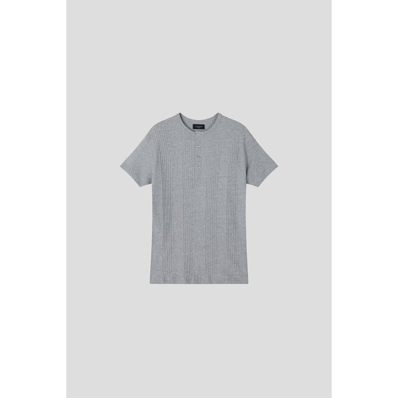 High ribbed henry neck half sleeves(Gray)