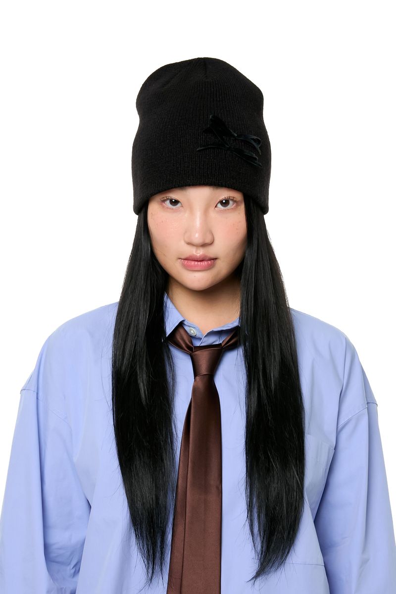 YONOSE（ヨノセ）の「MINI RIBBON BEANIE / BLACK（Hats）」