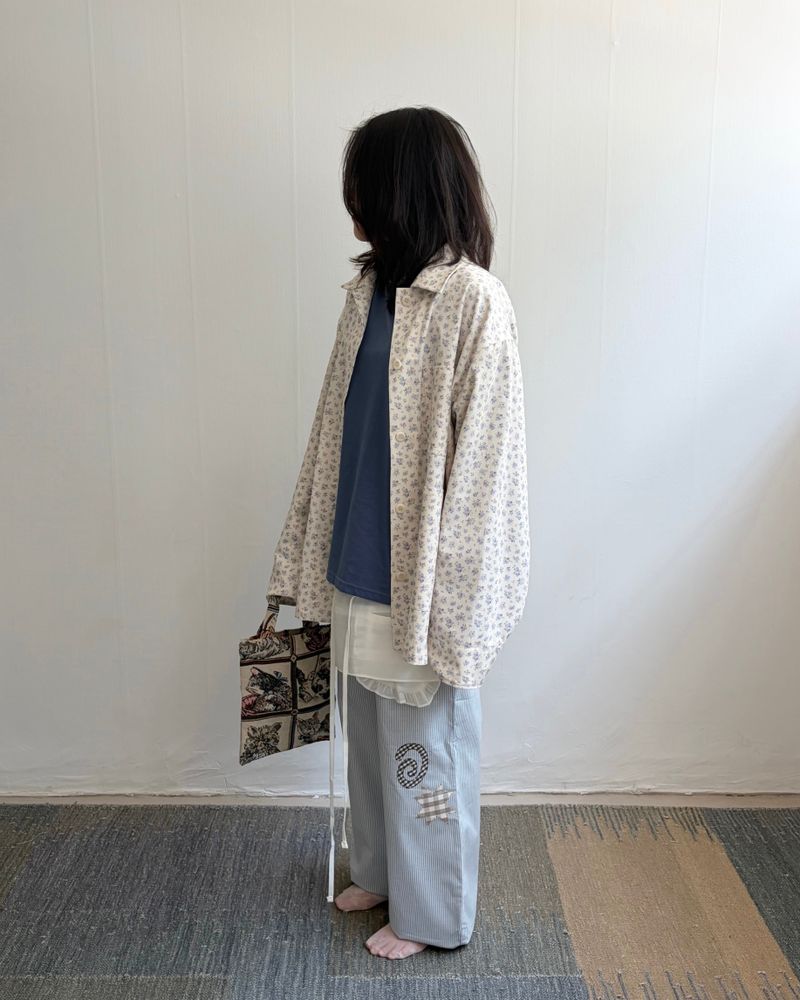 Creamy Petal Overfit Shirts Jacket