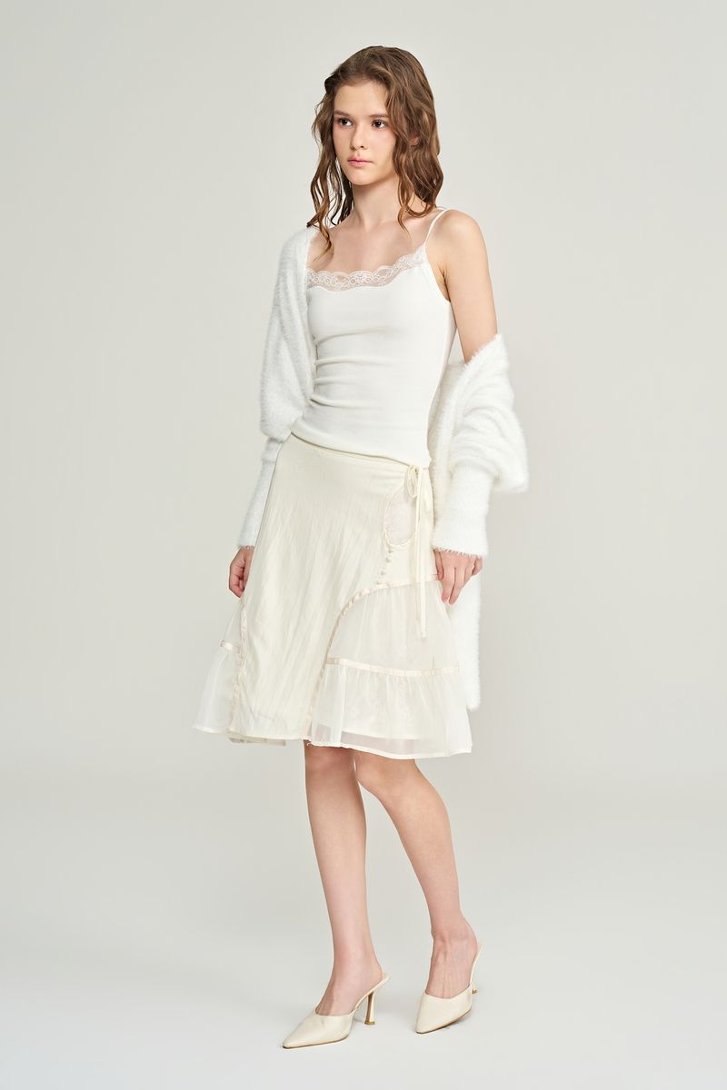 Rose terrace ruffle skirt, Ivory