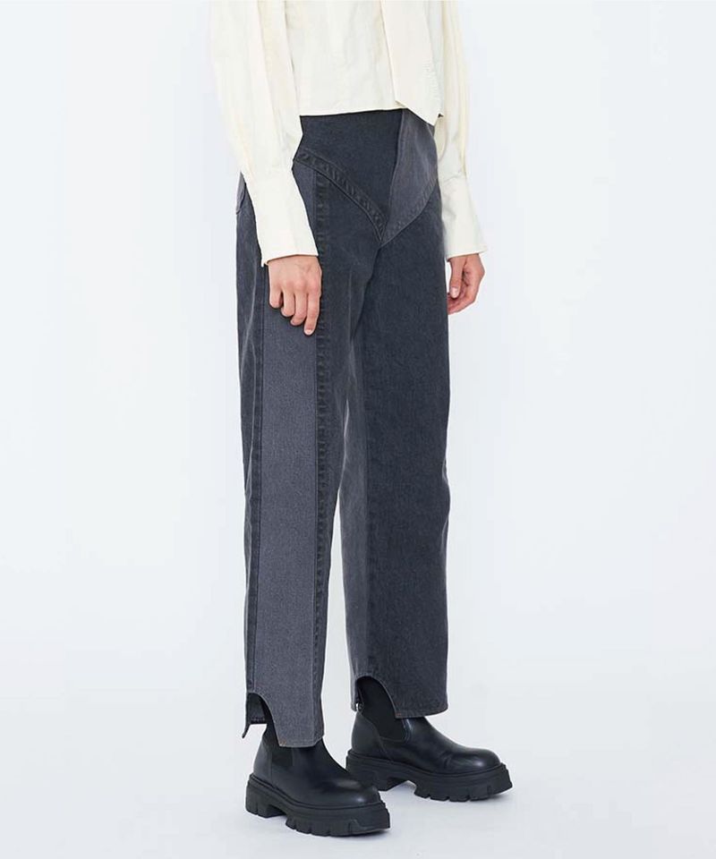 WASHED SWITCHED DENIM PANTS