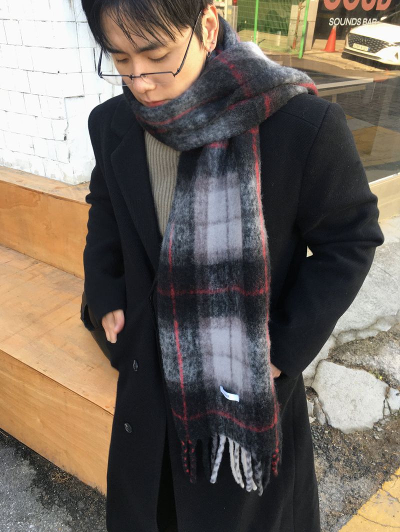 No.1547 wool check muffler (4color)