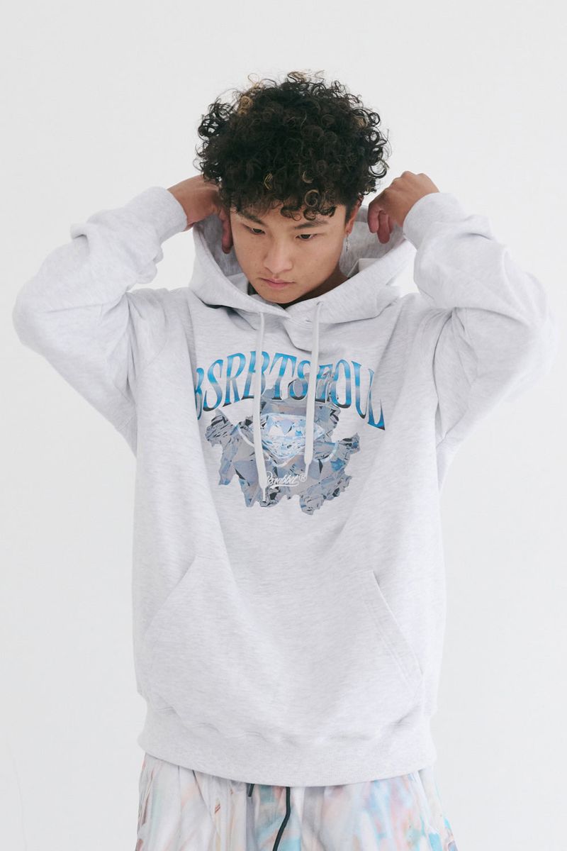 BSRABBIT(ビエスラビット)の「BSR2223FWPO053 BSRBT DIAMOND HOODIE HEATHER GREY(Tops)」