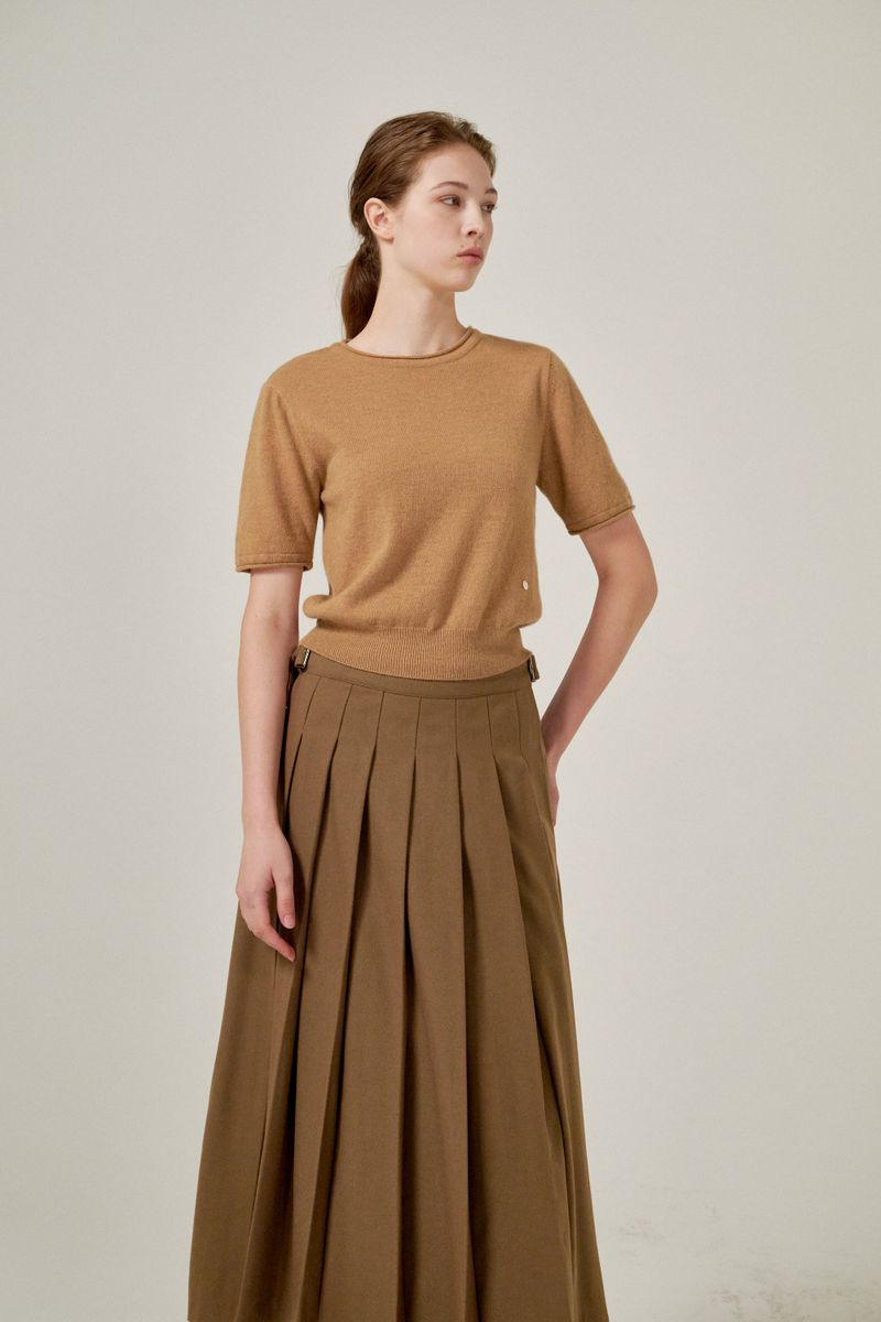 Wrap pleats skirts (Brown)