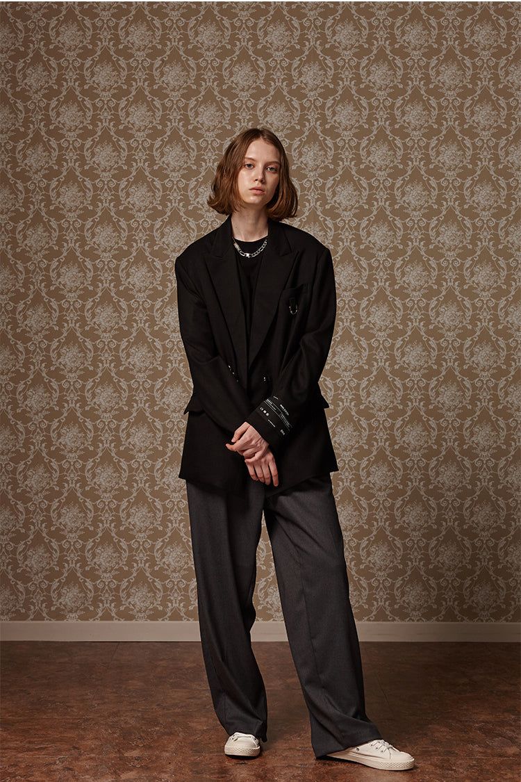 Belted wide slacks