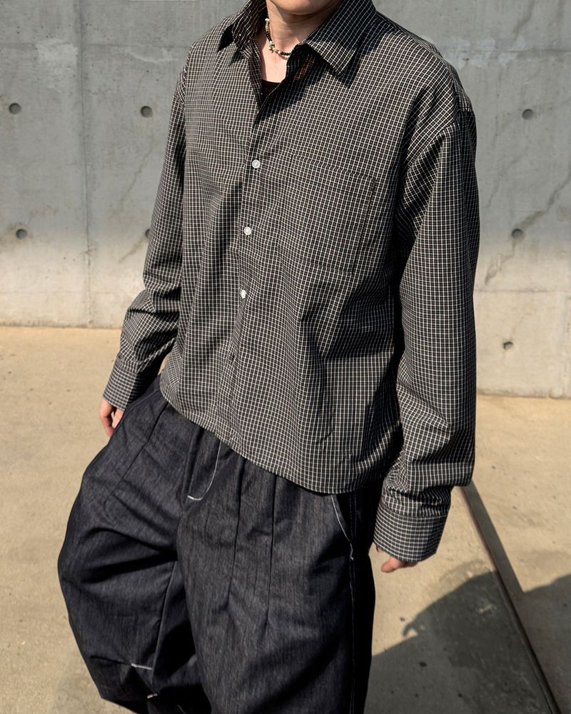 Neric Mini Check Cropped Shirt
