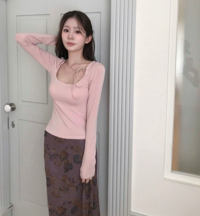 deep rose vintage chiffon midi sk