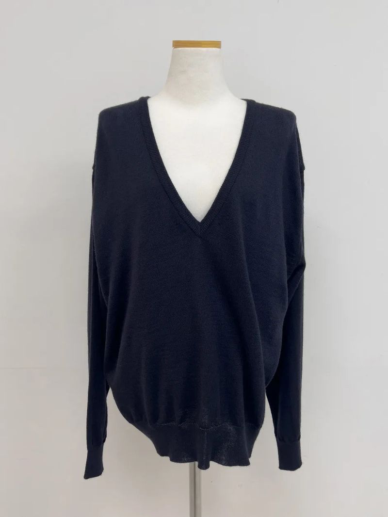 [wool50%] Danny Deep V-Neck Over Fit Knit