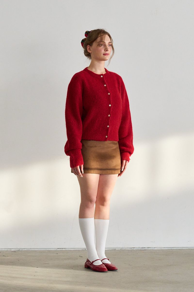 CLASSIC BUTTON CARDIGAN RED