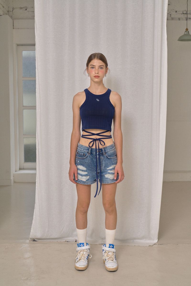 HALTER NECK CROP TOP (NAVY)