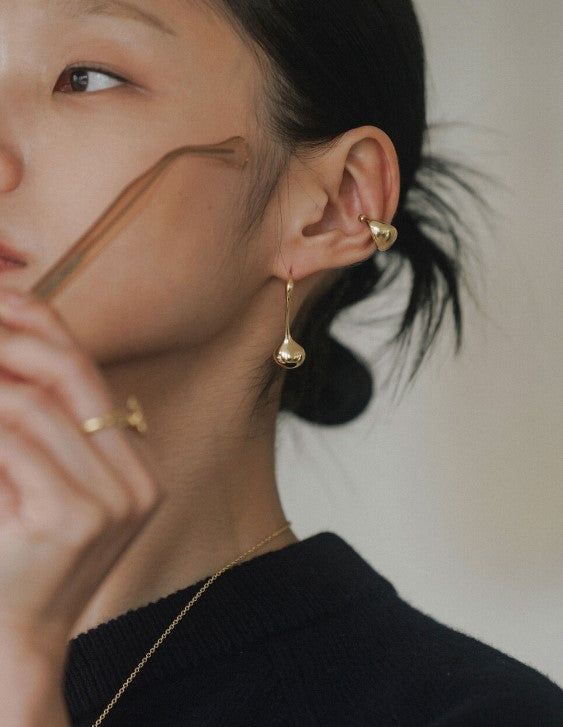 Mirror Earrings Long Gold