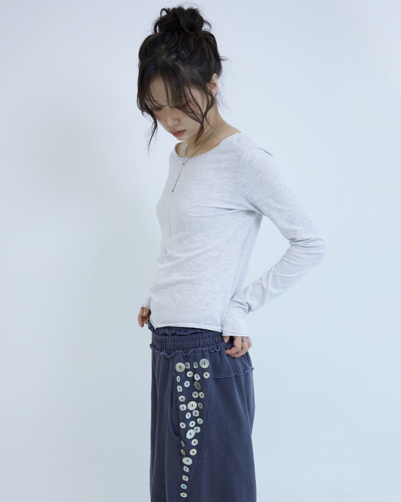 Stitched T-shirt - Oatmeal White