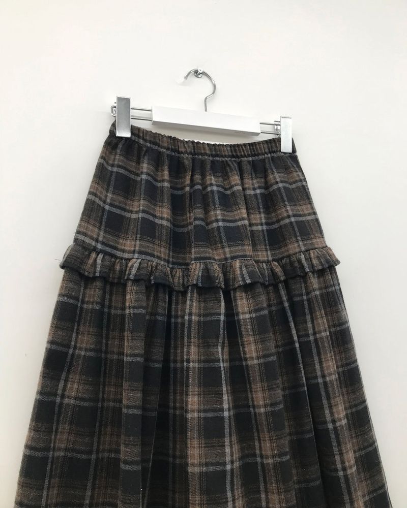 Bella Checkered Long Skirt (2color)