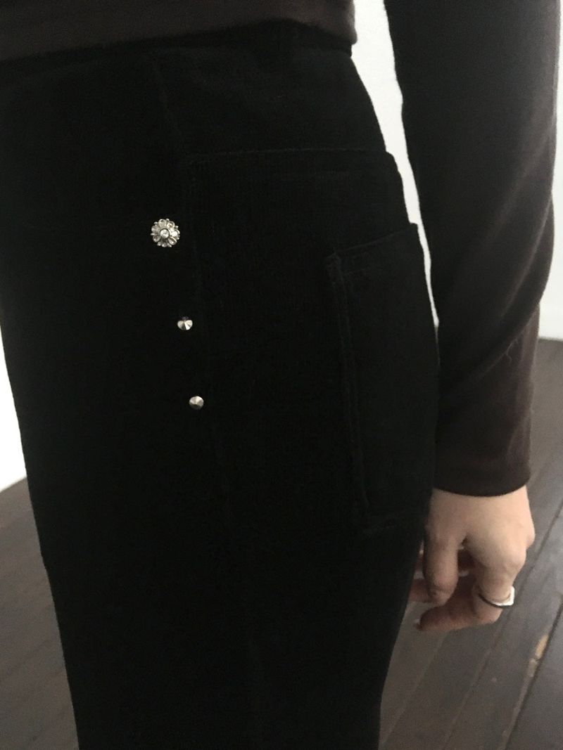 Corduroy rivet Bootcut Pants