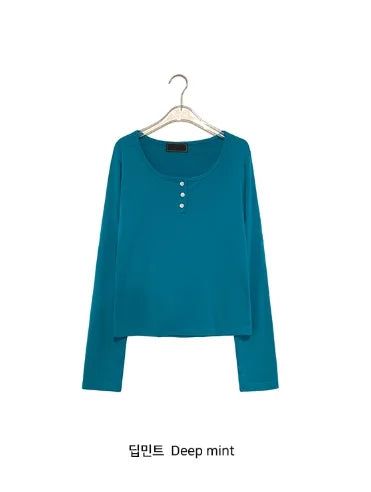 Lei Button Roll-up Long Sleeve Tee