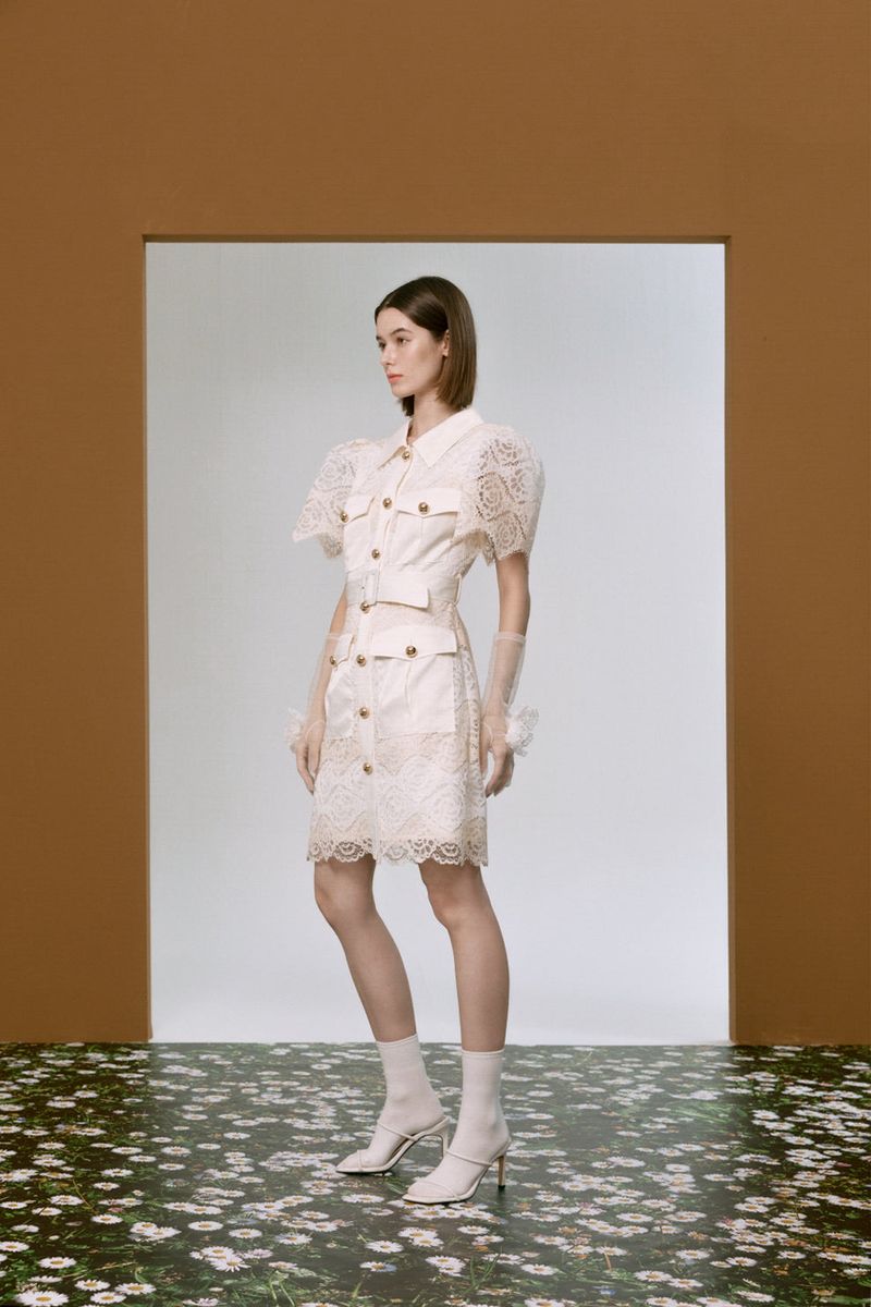 Lace shirt dress