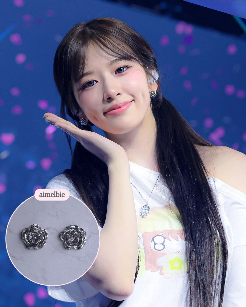 [IVE Yujin Piercing] Metal Rose Piercing - Silver Color