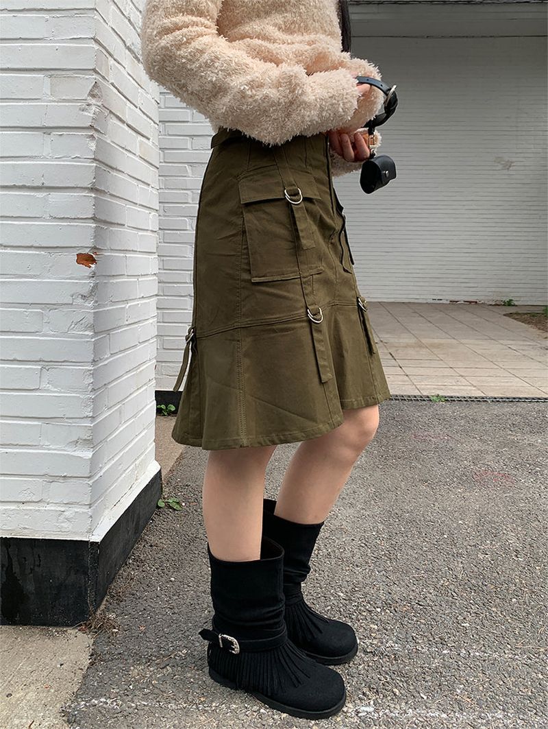 STRAP CARGO MIDI SKIRT (2C)