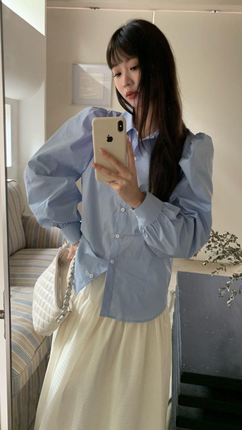 [SALE] Sora Back Point Shoulder Puff Blouse