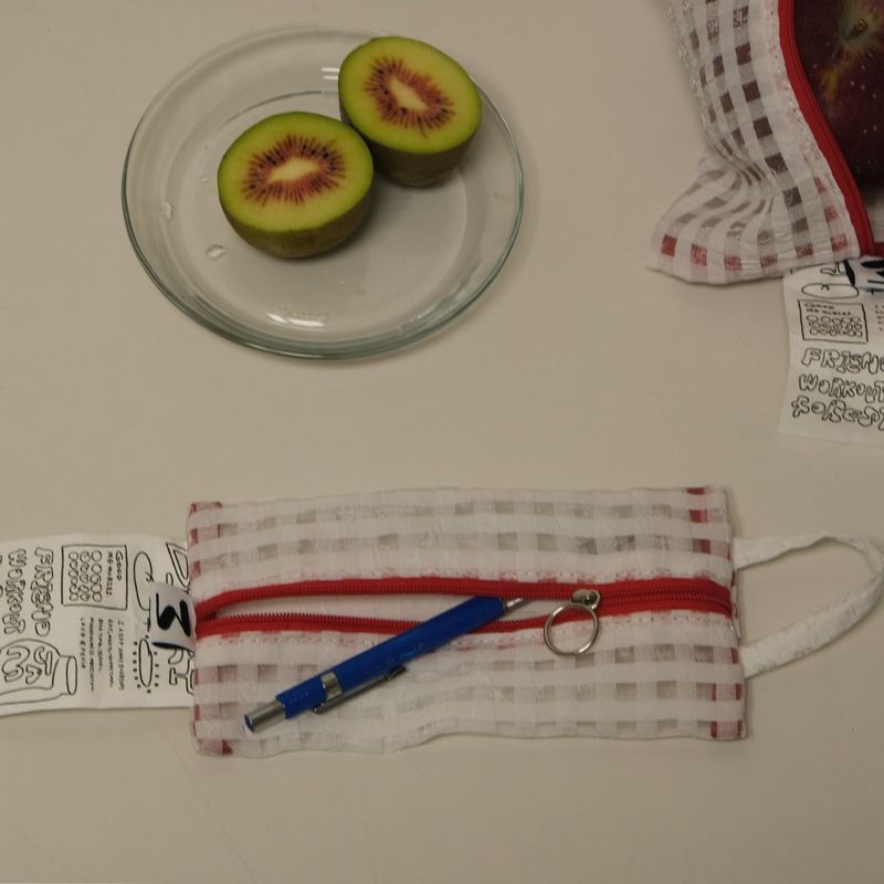 Glossy Cross Stripes Pencil Case (White Strawberry)